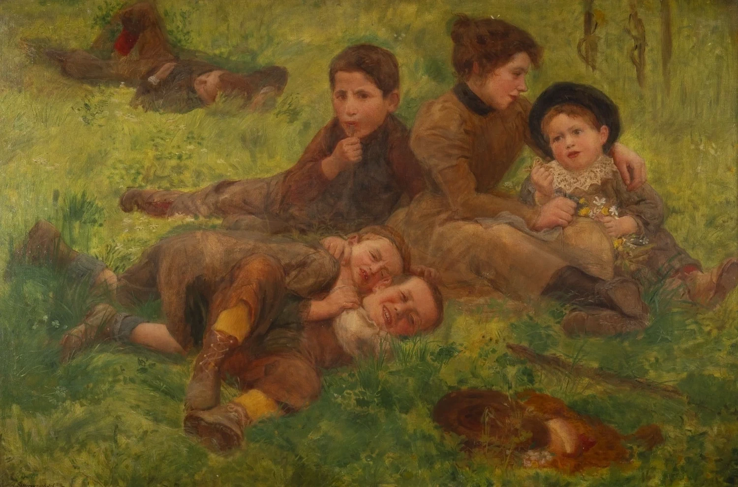 Bambini che giocano su un prato